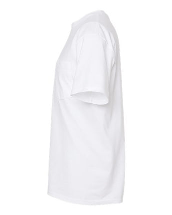 Pretreated Tultex 293 Unisex Heavyweight Jersey Pocket T-Shirt - White - Side