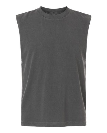 Pretreated American Apparel 207GD Unisex Heavyweight Cotton Garment-Dyed Boxy Muscle Tee - Faded Black
