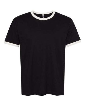Pretreated Next Level 3604 Unisex Cotton Ringer Tee - Black/ Natural