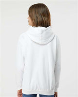 Pretreated Tultex 320Y Youth Hooded Sweatshirt - White - On Model - Back
