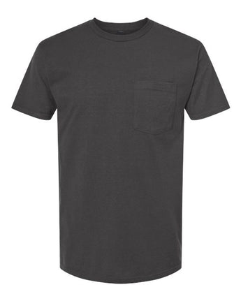 Pretreated Tultex 293 Unisex Heavyweight Jersey Pocket T-Shirt - Charcoal