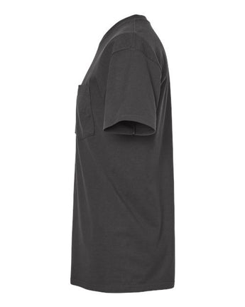 Pretreated Tultex 293 Unisex Heavyweight Jersey Pocket T-Shirt - Charcoal - Side