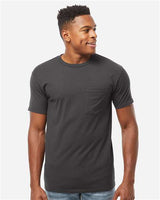 Pretreated Tultex 293 Unisex Heavyweight Jersey Pocket T-Shirt - Charcoal - On Model
