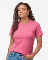 Pretreated Tultex 602CVC Unisex Combed CVC T-Shirt - Heather Charity Pink - On Model