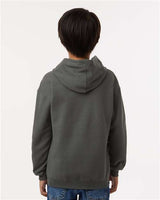 Pretreated Tultex 320Y Youth Hooded Sweatshirt - Charcoal - On Model - Back