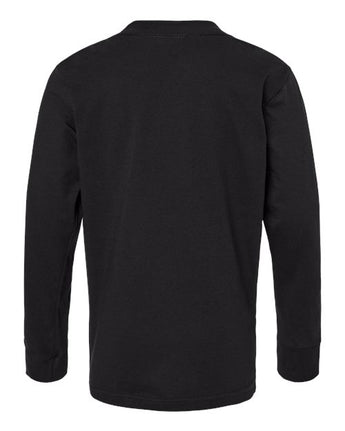 Pretreated Next Level 3311 Youth Cotton Long Sleeve Tee - Black - Back