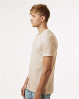 Pretreated Tultex 602CVC Unisex Combed CVC T-Shirt - Heather Cream - On Model - Side