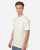 Pretreated Tultex 293 Unisex Heavyweight Jersey Pocket T-Shirt - Natural - On Model - Side