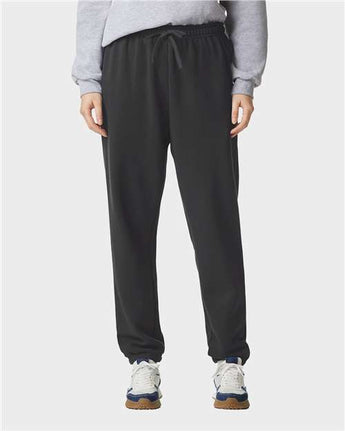 Pretreated American Apparel RF491 Unisex ReFlex Fleece Sweatpants - Black - On Model