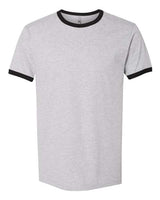 Pretreated Next Level 3604 Unisex Cotton Ringer Tee - Heather Grey/ Black