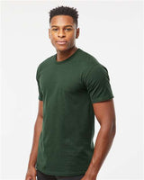 Pretreated Tultex 290 Unisex Heavyweight Jersey T-Shirt - Forest - On Model - Side