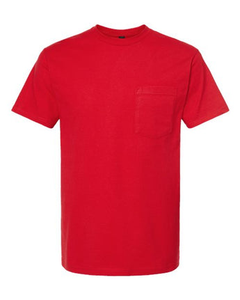 Pretreated Tultex 293 Unisex Heavyweight Jersey Pocket T-Shirt - Red