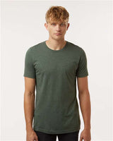 Pretreated Tultex 602CVC Unisex Combed CVC T-Shirt - Heather Forest - On Model