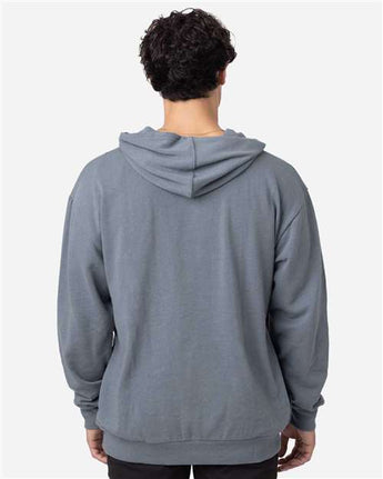 Pretreated econscious EC5300 Unisex Reclaimist Fiber Hooded Sweatshirt - Basalt Grey - On Model - Back
