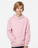 Pretreated Tultex 320Y Youth Hooded Sweatshirt - Light Pink - On Model