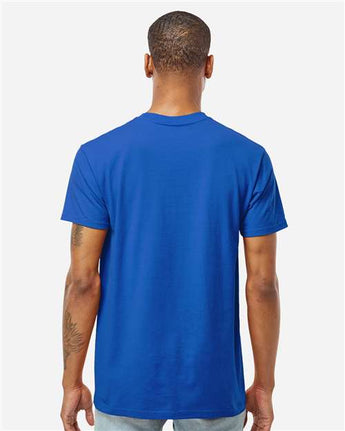 Pretreated Tultex 293 Unisex Heavyweight Jersey Pocket T-Shirt - Royal - On Model - Back