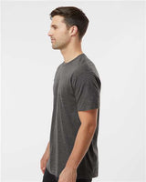 Pretreated Tultex 290 Unisex Heavyweight Jersey T-Shirt - Heather Charcoal - On Model - Side