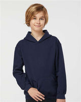 Pretreated Tultex 320Y Youth Hooded Sweatshirt - Navy - On Model