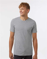 Pretreated Tultex 602CVC Unisex Combed CVC T-Shirt - Heather Grey - On Model
