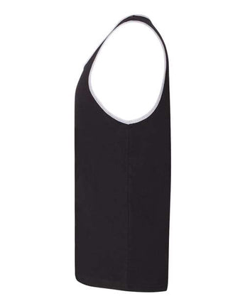 Pretreated Next Level 3633 Unisex Cotton Tank - Black/ Heather Grey - Side