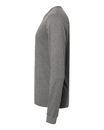 Pretreated Next Level 6411 Unisex Sueded Long Sleeve Tee - Dark Heather Grey - Side