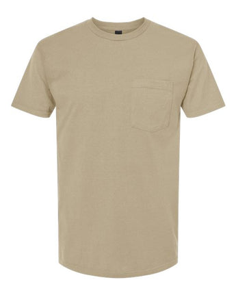 Pretreated Tultex 293 Unisex Heavyweight Jersey Pocket T-Shirt - Sand