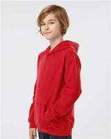 Pretreated Tultex 320Y Youth Hooded Sweatshirt - Red - On Model - Side