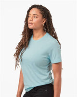Pretreated Tultex 602CVC Unisex Combed CVC T-Shirt - Heather Ice Blue - On Model - Side