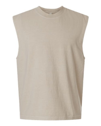Pretreated American Apparel 207GD Unisex Heavyweight Cotton Garment-Dyed Boxy Muscle Tee - Faded Bone