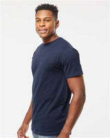 Pretreated Tultex 290 Unisex Heavyweight Jersey T-Shirt - Navy - On Model - Side