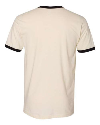 Pretreated Next Level 3604 Unisex Cotton Ringer Tee - Natural/ Black - Back