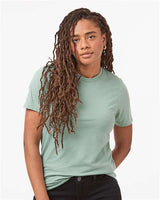 Pretreated Tultex 602CVC Unisex Combed CVC T-Shirt - Heather Light Sage - On Model