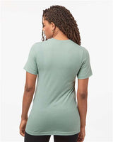 Pretreated Tultex 602CVC Unisex Combed CVC T-Shirt - Heather Light Sage - On Model - Back