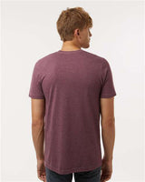 Pretreated Tultex 602CVC Unisex Combed CVC T-Shirt - Heather Maroon - On Model - Back