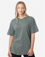 Pretreated econscious EC1070 Unisex Reclaimist Fiber Vibes T-Shirt - Sage Leaf - On Model