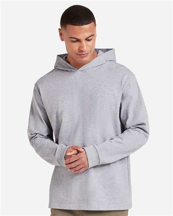 Pretreated Gildan 75500 Unisex Hammer Maxweight Hooded T-Shirt - Sport Grey - On Model