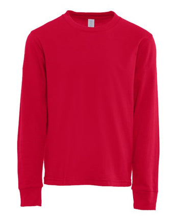 Pretreated Next Level 3311 Youth Cotton Long Sleeve Tee - Red