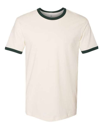 Pretreated Next Level 3604 Unisex Cotton Ringer Tee - Natural/ Forest Green