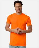 Pretreated Tultex 290 Unisex Heavyweight Jersey T-Shirt - Safety Orange - On Model