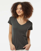 Pretreated Tultex 214 Women's Fine Jersey V-Neck T-Shirt - Charcoal
