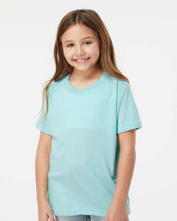 Pretreated Tultex 235 Youth Fine Jersey T-Shirt - Heather Purist Blue