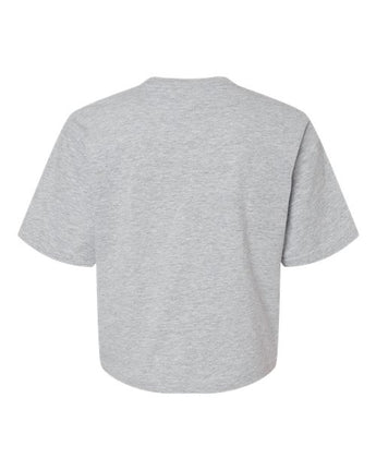 Pretreated American Apparel 102 Women's Fine Jersey Mid-Length Boxy Tee - Heather Grey - Back