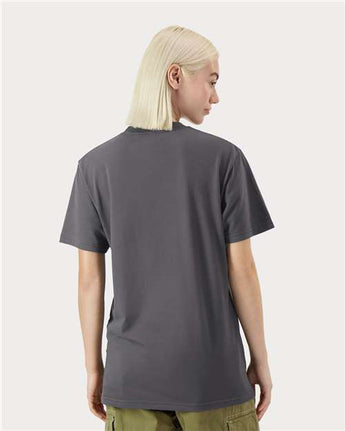 Pretreated American Apparel 5389 Unisex Sueded Tee - Sueded Asphalt - On Model - Back