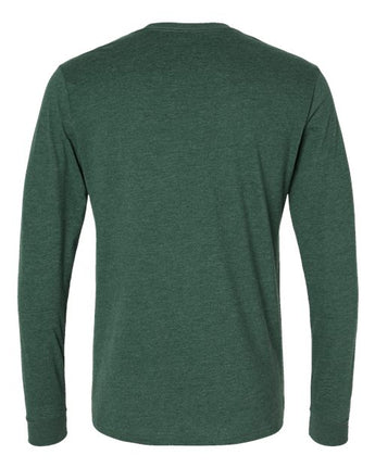 Pretreated Next Level 6411 Unisex Sueded Long Sleeve Tee - Heather Forest Green - Back