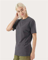 Pretreated American Apparel 5389 Unisex Sueded Tee - Sueded Asphalt - On Model - Side