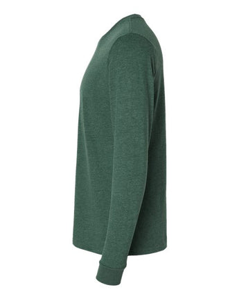 Pretreated Next Level 6411 Unisex Sueded Long Sleeve Tee - Heather Forest Green - Side