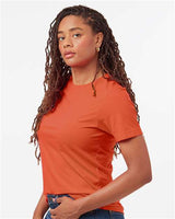 Pretreated Tultex 602CVC Unisex Combed CVC T-Shirt - Heather Orange - On Model - Side