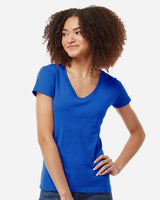 Pretreated Tultex 214 Women's Fine Jersey V-Neck T-Shirt - Royal