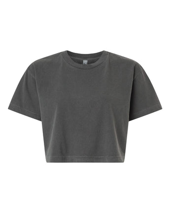 Pretreated American Apparel 1302GD Women's Garment-Dyed Heavyweight Cropped Tee - Faded Black