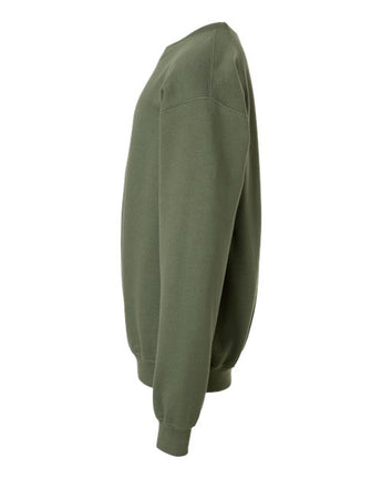 Pretreated Gildan SF000B Youth Softstyle Midweight Crewneck Sweatshirt - Military Green - Side